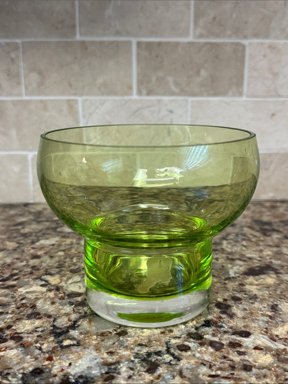 Vintage Villeroy & Boch Kiwi Green Glass Candle Holder